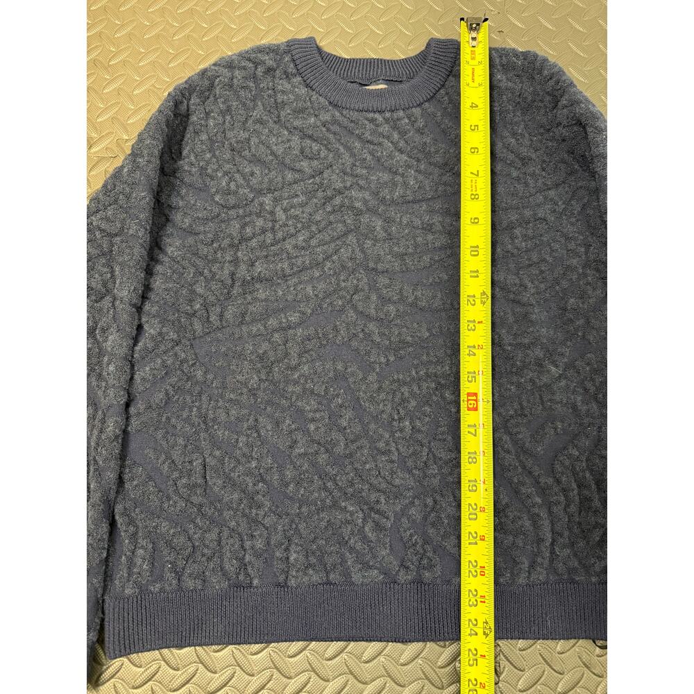 LITA by Ciara Navy Blue Tiger Jacquard Sweater NWT Textured Animal Knit Pullover - Picture 8 of 9
